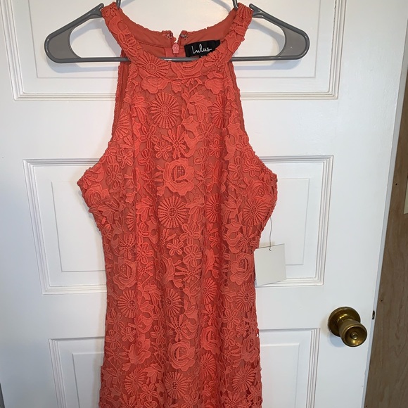 Love poem peach lace mini dress - Picture 1 of 2